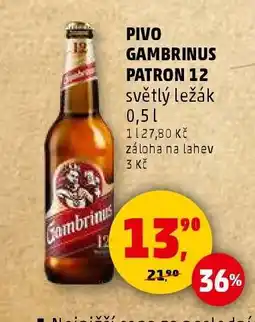 Penny Market PIVO GAMBRINUS PATRON 12 nabídka