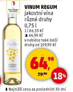 Penny Market Vinum Regum jakostní vína různé druhy nabídka