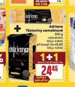 Billa Adriana těstoviny nabídka