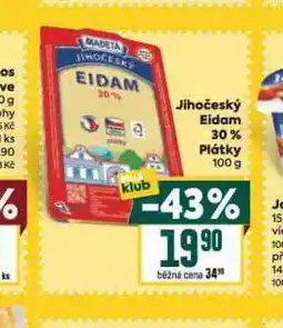 Billa Jihočeský eidam 30% plátky nabídka