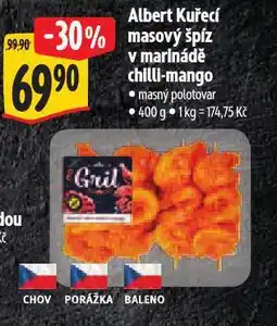 Albert Kuřecí masový špíz v marinádě chilli-mango nabídka
