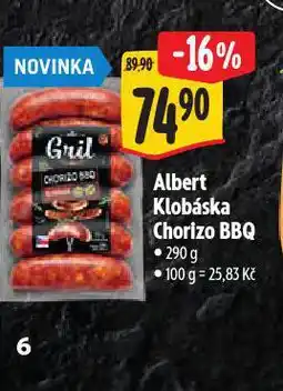 Albert Klobáska chorizo bbq nabídka