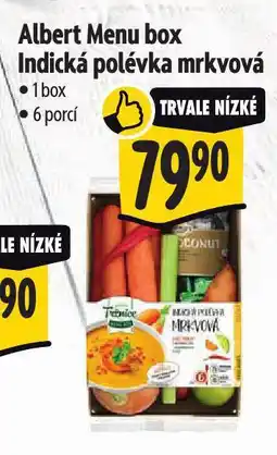 Albert Albert menu box indická mrkvová polévka nabídka