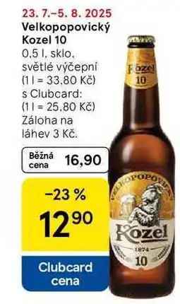 Tesco Velkopopovický Kozel 10, 0,5 l, sklo nabídka
