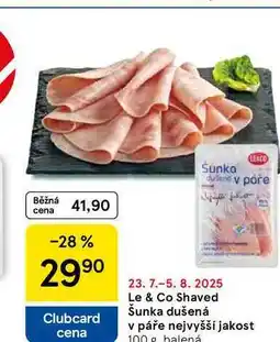 Tesco Le & Co Shaved Šunka dušená v páře nejvyšší jakost, 100 nabídka