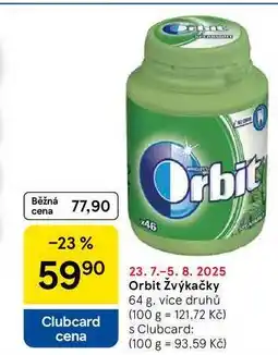 Tesco Orbit Žvýkačky, 64 g, více druhů nabídka