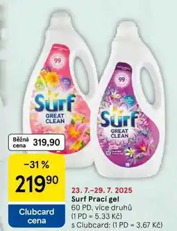 Tesco Surf Prací gel, 60 PD, více druhů nabídka