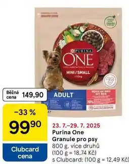 Tesco Purina One Granule pro psy, 800 g, více druhů nabídka