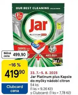 Tesco Jar Platinum plus Kapsle do myčky nádobí citron, 54 ks nabídka