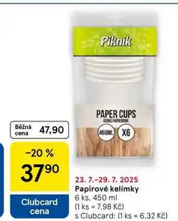 Tesco Papírové kelímky, 6 ks, 450 ml nabídka