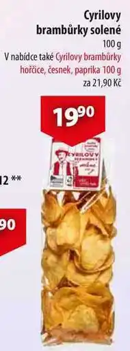 CBA Cyrilovy brambůrky solené, 100 g nabídka