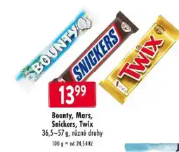 Qanto Bounty, Mars, Snickers, Twix nabídka