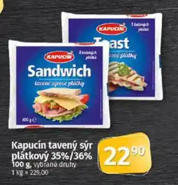 Coop Kapucín tavený sýr plátkový 35%/36% nabídka