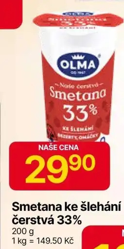 Hruška Smetana ke šlehání čerstvá 33% nabídka