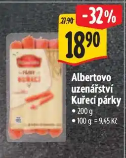 Albert Albertovo uzenářství Kuřecí párky nabídka