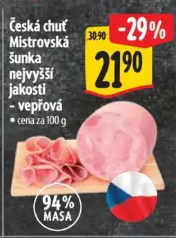 Albert Česká chuť Mistrovská šunka nejvyšší jakosti - vepřová nabídka