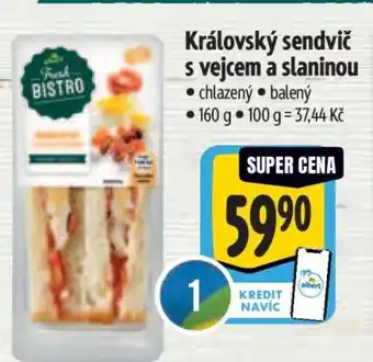 Albert Královský sendvič s vejcem a slaninou nabídka