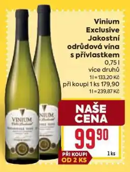 Billa Vinium exclusive Jakostní odrůdová vína s přívlastkem nabídka