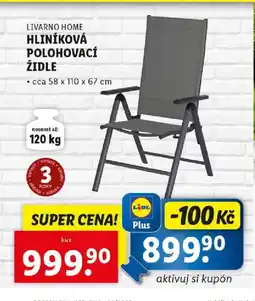 Lidl LIVARNO HOME Hliníková polohovací židle nabídka