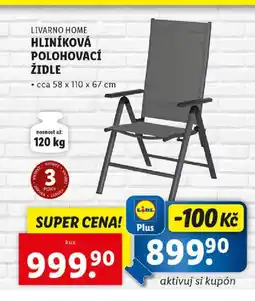 Lidl LIVARNO HOME Hliníková polohovací židle nabídka