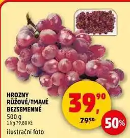 Penny Market HROZNY RŮŽOVÉ/TMAVÉ BEZSEMENNÉ, 500 g nabídka