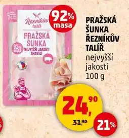 Penny Market PRAŽSKÁ ŠUNKA ŘEZNÍKŮV TALÍŘ nejvyšší jakosti, 100 g nabídka