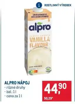 Makro Alpro nápoj nabídka