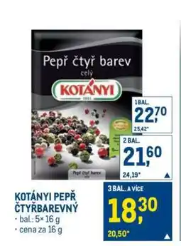 Makro Kotányi pepř čtyřbarevný nabídka