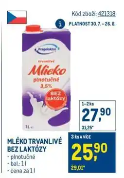 Makro MLÉKO TRVANLIVÉ BEZ LAKTÓZY nabídka