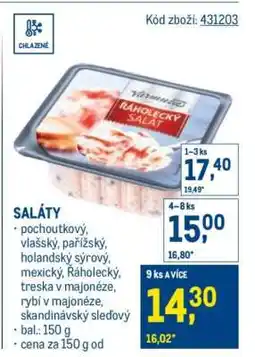 Makro Řáholecký salát nabídka