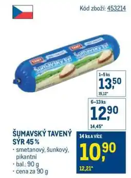 Makro ŠUMAVSKÝ TAVENÝ SÝR 45 % nabídka