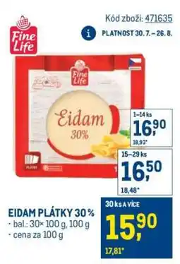 Makro Eidam plátky 30 % nabídka