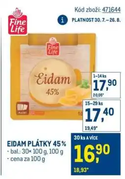 Makro Eidam plátky 45% nabídka