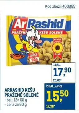 Makro ArRashid kešu pražené solené nabídka