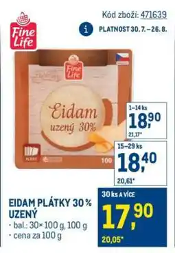 Makro EIDAM PLÁTKY 30% UZENÝ nabídka