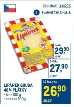 Makro Lipánek Gouda 48% plátky nabídka