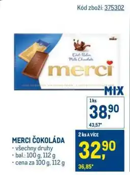 Makro Merci Čokoláda nabídka