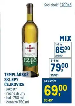 Makro Templářské sklepy Čejkovice nabídka