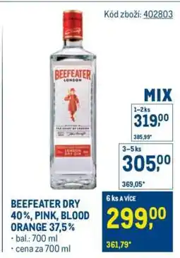 Makro BEEFEATER DRY 40 %, PINK, BLOOD ORANGE 37,5 % nabídka