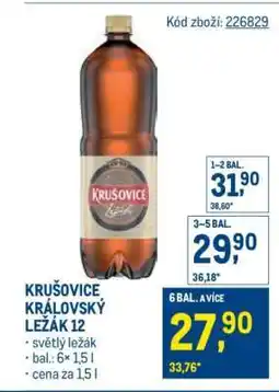 Makro Krušovice Královský ležák 12 nabídka
