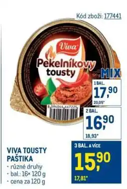 Makro VIVA TOUSTY PAŠTIKA nabídka
