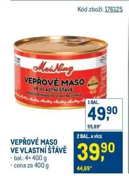 Makro Vepřové maso ve vlastní šťávě nabídka