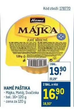 Makro Hamé paštika nabídka