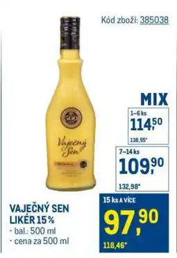 Makro Vaječný Sen Likér 15 % nabídka