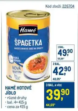 Makro HAMÉ Hotové jídlo nabídka