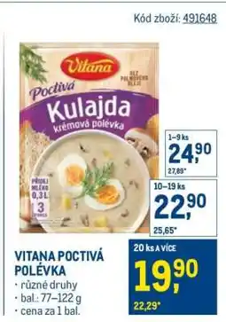 Makro Vitana Poctivá polévka nabídka