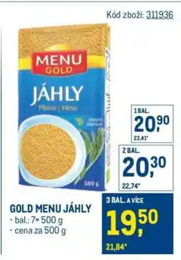 Makro Gold Menu jáhly nabídka