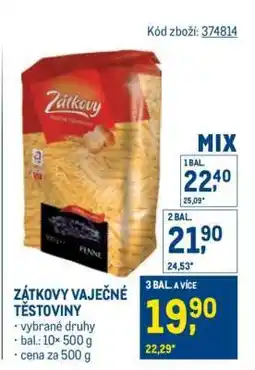 Makro Zátkovy vaječné těstoviny nabídka