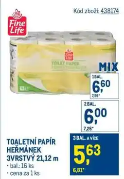 Makro TOALETNÍ PAPÍR HEŘMÁNEK 3VRSTVÝ 21,12 m nabídka