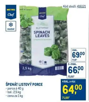 Makro Špenát listový porce nabídka